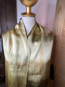 Gold Two Tone Silk Charmeuse Scarf