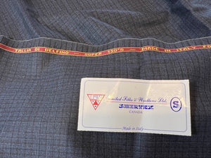 FF#159  Blue Check 100% Wool Remnant  Super 130's   75% off!!