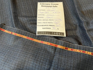 FF#159  Blue Check 100% Wool Remnant  Super 130's   85% off!!