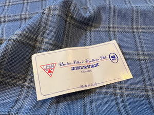 FF#162  Bright blue Check 100% Wool Mesh Remnant   75% off!!