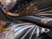 Load image into Gallery viewer, Wild Flowers on Midnight Aubergine 100% Silk Charmeuse.    1/4 Metre Price