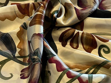 Load image into Gallery viewer, Baroque Fall Gold &amp; Brown Flowers on Cream 100% Silk.    1/4 Metre Price