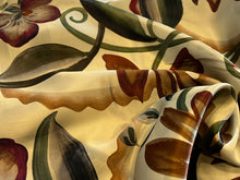 Load image into Gallery viewer, Baroque Fall Gold &amp; Brown Flowers on Cream 100% Silk.    1/4 Metre Price