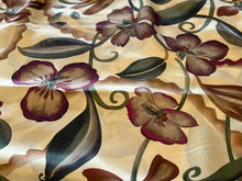 Load image into Gallery viewer, Baroque Fall Gold &amp; Brown Flowers on Cream 100% Silk.    1/4 Metre Price