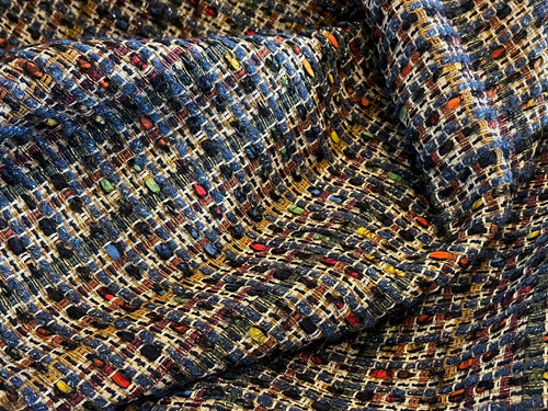 Multi Coloured Couture Tweed  35% Wool 15% Acrylic 15% Polyester 10% Mohair 10% Alpaca 10% Cotton 5% Other