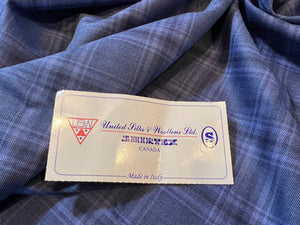 FF#175 Royal Blue Check 100% Wool Remnant Super 130's    75% off!!