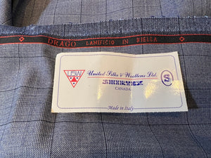 FF#176 Blue Check 100% Wool Remnant Super 130's    75% off!!
