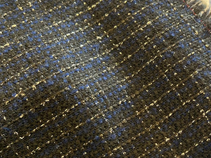 Navy & Silver Couture Tweed  35% Wool 15% Acrylic 15% Polyester 10% Mohair 10% Alpaca 10% Cotton 5% Other