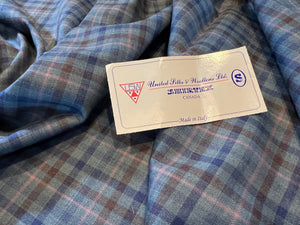 FF#172  Green & Blue Check 100% Wool Remnant   Super 130's   75% off!!