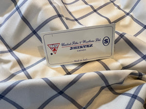 FF#184 Off White & Blue Plaid 100% Wool Remnant  Super 130's   75% off!!