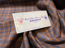 Load image into Gallery viewer, FF#218-2   Brown &amp; Blue 100% Wool Plaid  Remnant   75% off!!