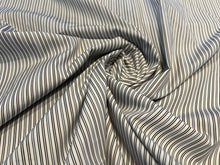 Load image into Gallery viewer, Grey, Brown &amp; Black Striped Italian 100% Cotton Shirting    1/4 Meter Price