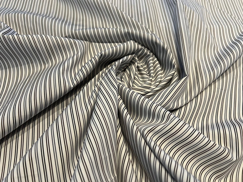 Grey, Brown & Black Striped Italian 100% Cotton Shirting    1/4 Meter Price
