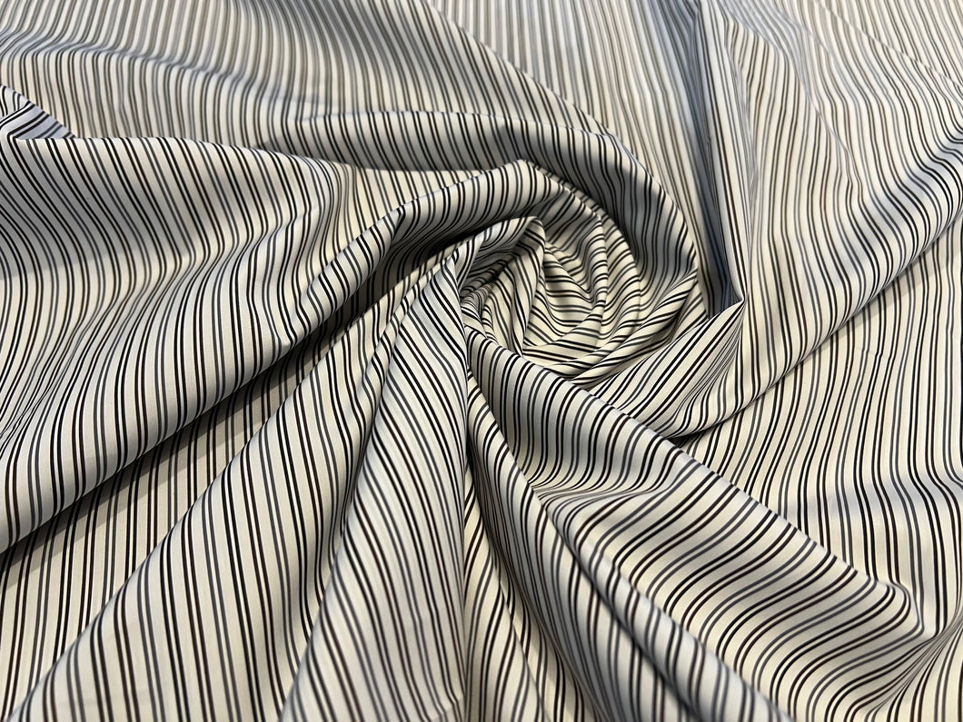 Grey, Brown & Black Striped Italian 100% Cotton Shirting    1/4 Meter Price