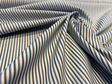 Load image into Gallery viewer, Shades of Blue Striped Italian 100% Cotton Shirting    1/4 Meter Price