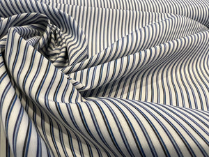 Shades of Blue Striped Italian 100% Cotton Shirting    1/4 Meter Price