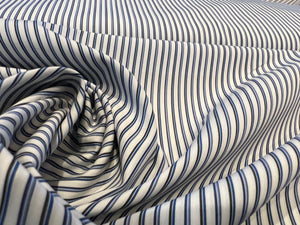 Shades of Blue Striped Italian 100% Cotton Shirting    1/4 Meter Price