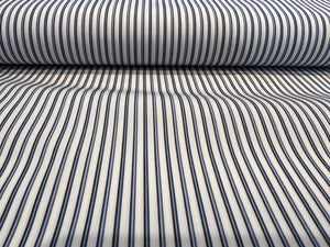 Shades of Blue Striped Italian 100% Cotton Shirting    1/4 Meter Price