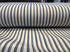 Shades of Blue Striped Italian 100% Cotton Shirting    1/4 Meter Price