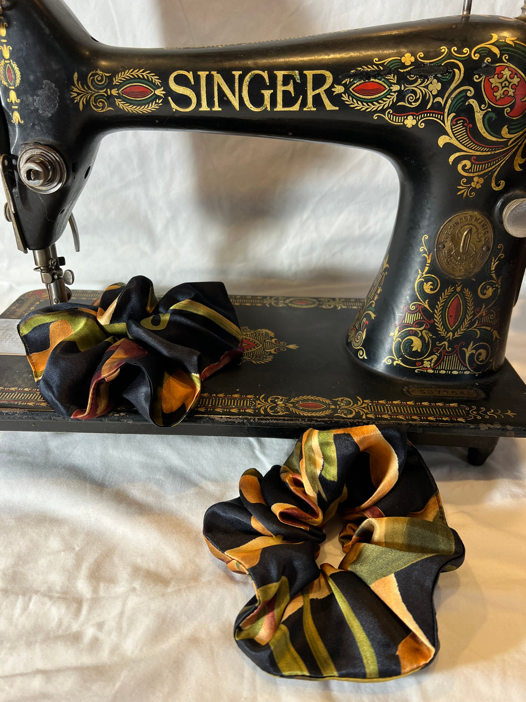 Fall Floral Print 100% Silk Chameuse  Scrunchie