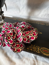 Load image into Gallery viewer, Designer Fuchsia &amp; Navy 100% Silk  Scrunchie