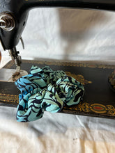 Load image into Gallery viewer, Designer Blues &quot;Smile&quot; 100% Silk  Scrunchie