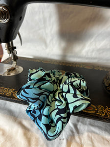 Designer Blues "Smile" 100% Silk  Scrunchie