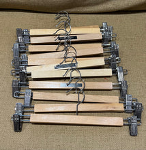 Load image into Gallery viewer, Pack of 12 Wooden Hangers Clips Pants / Skirts