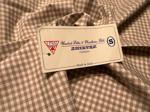 FF#260 Beige Gingham 100% Cotton Shirting Remnant 75% off!!