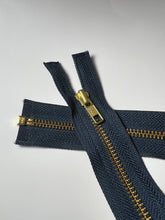 Load image into Gallery viewer, YKK B Navy One Way Brass Separating Zipper 26" / 66 cm