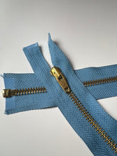Load image into Gallery viewer, YKK B Blue One Way Brass Separating Zipper 26" / 66 cm