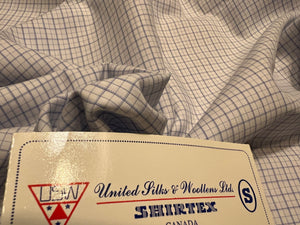 FF#270 White with Blue Check 100% Cotton Shirting Remnant 75% off!!