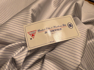 FF#275  White with Blue Pinstripe 100% Cotton Shirting Remnant 75% off!!