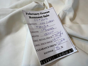 FF#263-A.    Off-White  100% Cotton Shirting Remnant 75% off!!