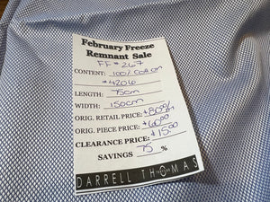 FF#267-A      Blue Diamond 100% Cotton Shirting Remnant 75% off!!