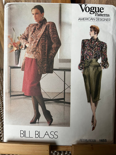 Vintage Vogue Pattern #1655  Bill Blass Size 10