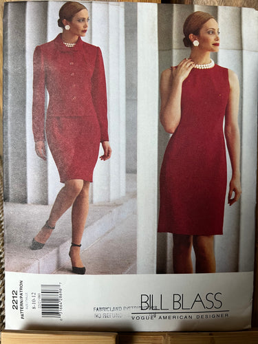 Vintage Vogue Pattern #2212  Bill Blass Size 8-10-12