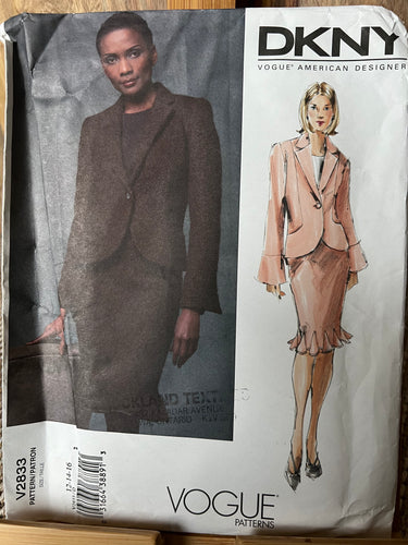 Vintage Vogue Pattern #2833 DKNY  Size 12-14-16