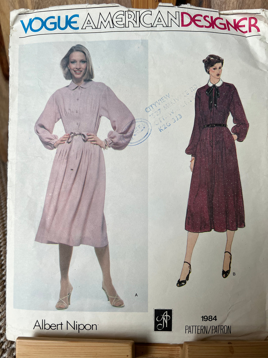 Rare Vintage Vogue Pattern #1984  Albert Nipon Size 10