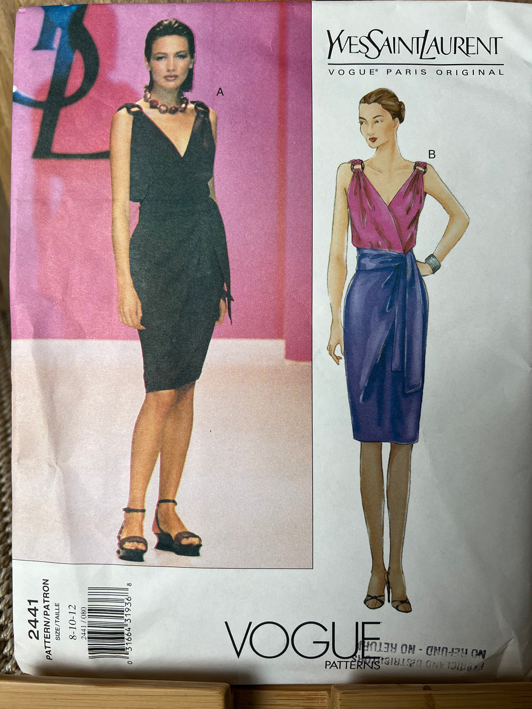 Vintage Vogue Pattern #2441  Yves Saint Laurent Size 8-10-12