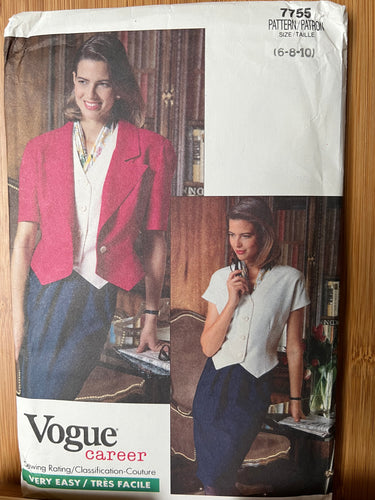 Vintage Vogue Pattern #7755  Size 6-8-10