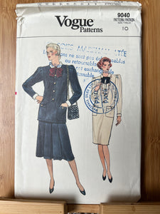 Rare Vintage Vogue Pattern #9040  Size 10