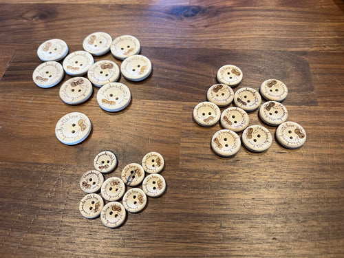 “Handmade with Love” knitting stamped Wooden Buttons     Price per Button