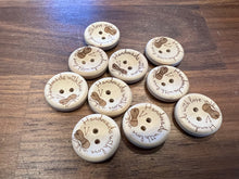 Load image into Gallery viewer, “Handmade with Love” knitting stamped Wooden Buttons     Price per Button
