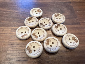 “Handmade with Love” knitting stamped Wooden Buttons     Price per Button