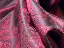 Load image into Gallery viewer, #1385 Red/Shot Black Viscose Paisley Lining Remnant