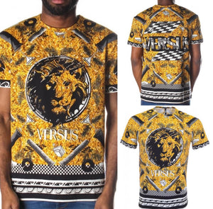 Designer Gold & Black Lion 92% Cotton 8% Elastane Knit Panel       Price per Panel