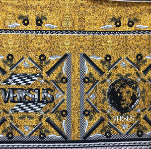 Designer Gold & Black Lion 92% Cotton 8% Elastane Knit Panel       Price per Panel