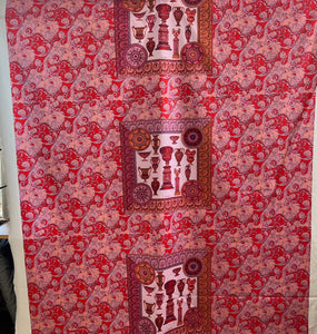 #1099 Designer Red & Coral 100% Cotton Panel Remnant