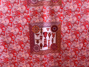 Designer Red & Coral 100% Cotton Panel       Price per Panel